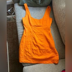 Orange linen dress
